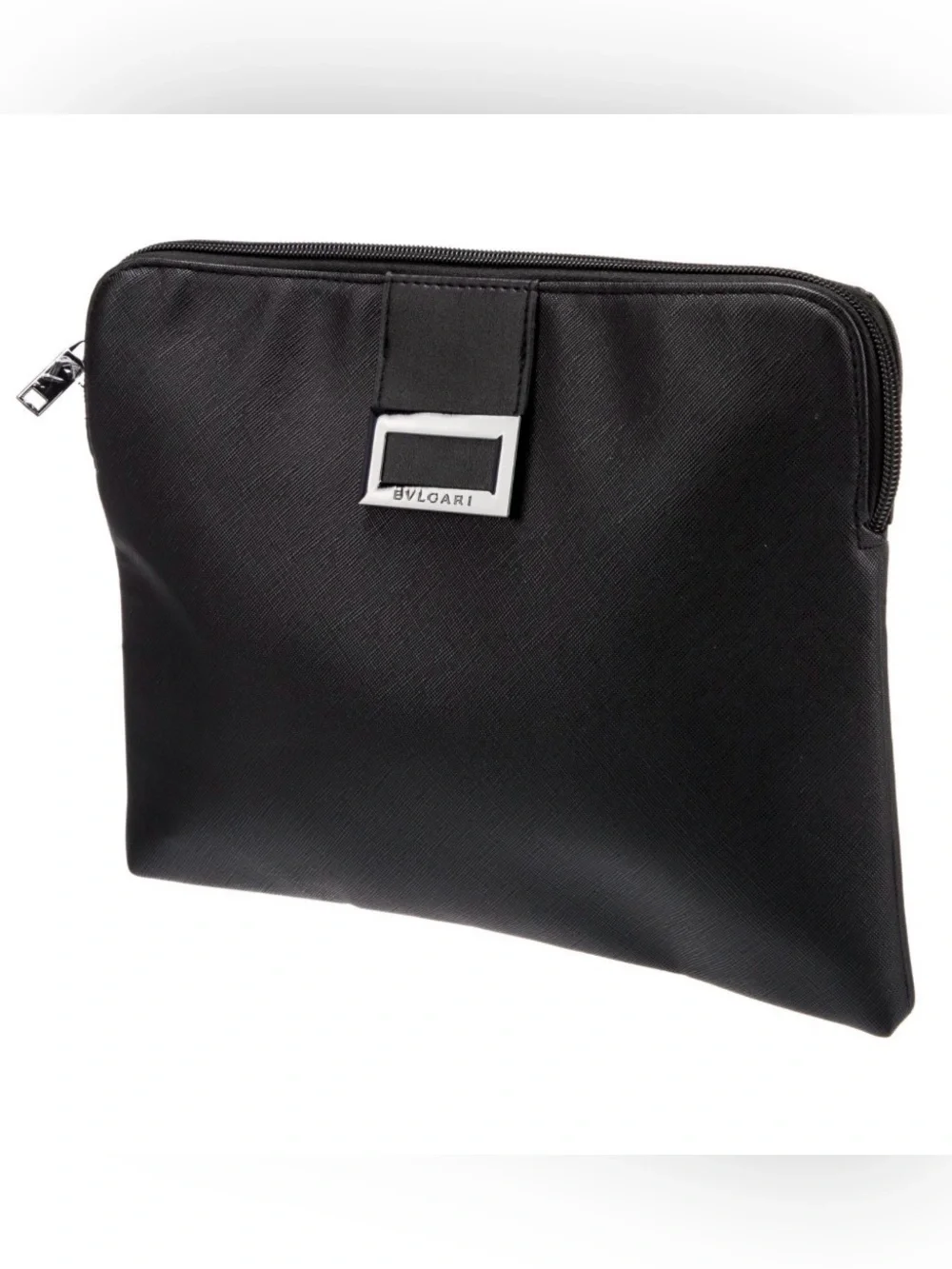 BVLGARI Luxury Makeup Pouch / iPad Case  Black & Silver NWOT